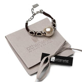 Bold luxury necklace and bracelet pearl set, unode50 style leather and metal cuff and choker