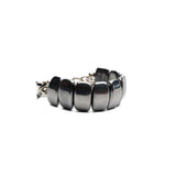 Chunky hematite gemstone cuff bracelet featuring a gunmetal heart buckle, adjustable for a custom fit.