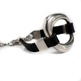 Black leather and metal bracelet, edgy standout cuff for a rock style look, unisex
