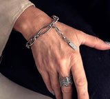 Unode50 style bracelet and necklace set, irregular unique chains designed to make a statement, silver boho set, unique high quality gift!