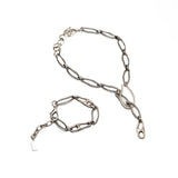 Unode50 style bracelet and necklace set, irregular unique chains designed to make a statement, silver boho set, unique high quality gift!
