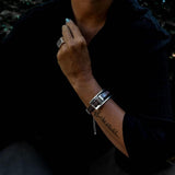 Strong metal and soft leather cuff bracelets, unique bracelets in uno de 50 style
