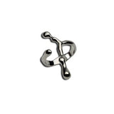 Adjustable silver-plated ring with an irregular, funky design featuring distinctive bar shapes and a reflective finish.