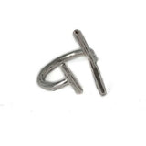 Adjustable silver-plated bar ring with an irregular design, featuring two distinct bars for a unique, edgy look.