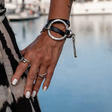 Bold wrap leather bracelet in standout unode50 style, edgy statement cuff