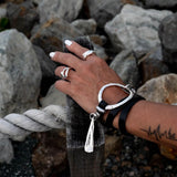 Bold wrap leather bracelet in standout unode50 style, edgy statement cuff