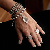 Layered statement chain bracelets and bangle, stacked chunky stainless steel cuffs