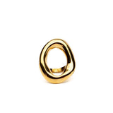 Chunky gold stainless steel ring with a modern, irregular circle shape, reflecting light for a bold statement.