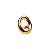 Chunky gold stainless steel ring featuring a modern, irregular donut shape, perfect as a statement piece.