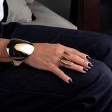 Chunky honey gold spring Bangle, Exaggerated geometric cuff bracelet