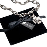 Brutalist Chunky Steel Chain set, Textured Cross Necklace and bracelet, Unisex U-Bolt Shackle Pendant set