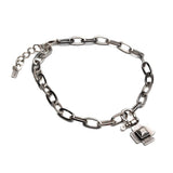 Brutalist Chunky Steel Chain set, Textured Cross Necklace and bracelet, Unisex U-Bolt Shackle Pendant set