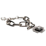 Brutalist Chunky Steel Chain set, Textured Cross Necklace and bracelet, Unisex U-Bolt Shackle Pendant set