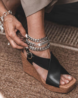 Bold triple wrap anklet can also be worn as bracelet or necklace, Adjustable Stainless Steel Chain body jewelry