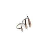 Double Finger Horns Ring in 18K gold-plated stainless steel, featuring two elongated horn shapes, adjustable fit for sizes 7-8.