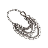 Bold Stainless Steel Layered Necklace with a Large Swivel Lobster Clasp - Chunky Non-Tarnish Silver Choker