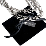 Bold Stainless Steel Layered Necklace with a Large Swivel Lobster Clasp - Chunky Non-Tarnish Silver Choker