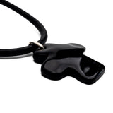 Large Black Asymmetric Cross Necklace, Thick Leather Cord Choker, Gothic Punk Cross Pendant, Statement Cross Dangles, Grunge Jewelry