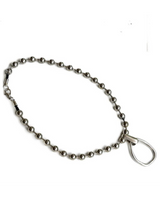 Chunky silver ball chain choker featuring an oversized 10 mm ball chain and a hammered loop pendant.