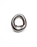 Chunky gold-plated stainless steel donut ring with an irregular shape and high polish, showcasing a modern design.