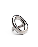 Chunky gold-plated stainless steel donut ring featuring a modern, irregular circle design.