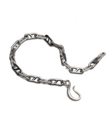Silver chain with a hook on a white background