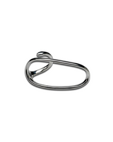 Sterling silver plated two-finger ring with an adjustable, geometric design and elegant curves.