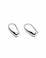 Pair of silver earrings on a white background