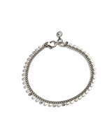 Dainty anklet with round charms, made of 999 silver antique plated brass chain, slightly adjustable with an extension chain.