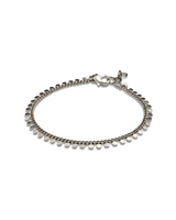 Elegant anklet featuring a 999 silver antique plated brass chain adorned with 3mm round charms, slightly adjustable.
