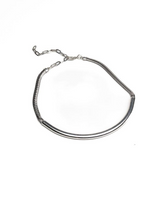 Layered silver-toned choker necklace set featuring a chunky ball chain and a hammered loop pendant, adjustable for fit.