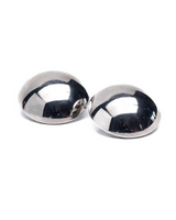 Oversized dome stud earrings in polished metallic zinc alloy, featuring a 4 cm round shape for a bold statement look.