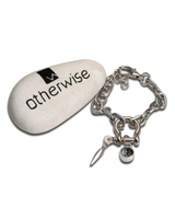 Silver bracelet with charms on a white background, featuring the 'otherwise' brand.