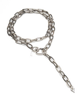 Silver chain bracelet on a white background
