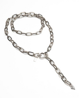 Silver chain necklace on a white background