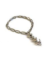 Chunky silver anklet featuring a rhombus link chain and a fish pendant, perfect for beach and summer styling.