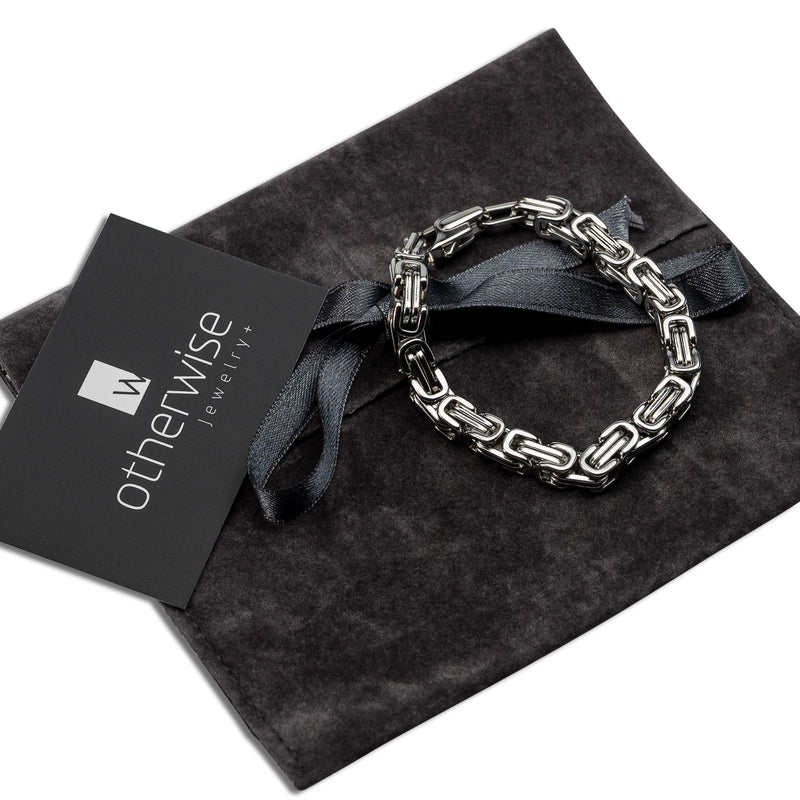 Men’s solid square byzantine chain bracelet, Stainless steel bracelet (M-7049)