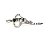 Unode50 style bracelet, Standout black leather and horsebit metal, Equestrian cuff bracelet