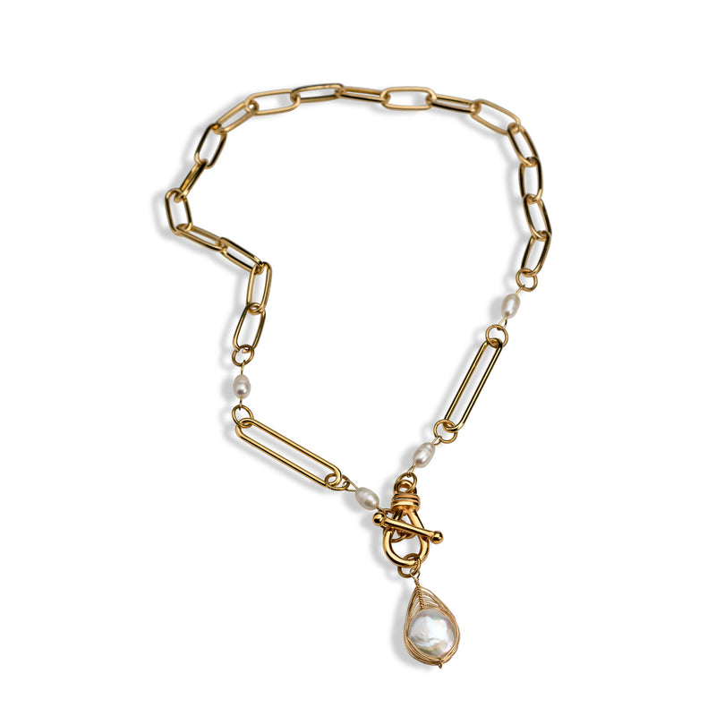 Chain necklace with pearl pendant (NC-1112)