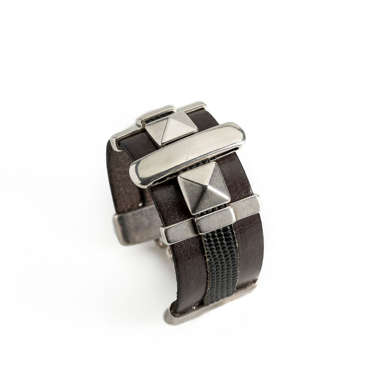 Unisex  leather and metal bracelet (BR-347)