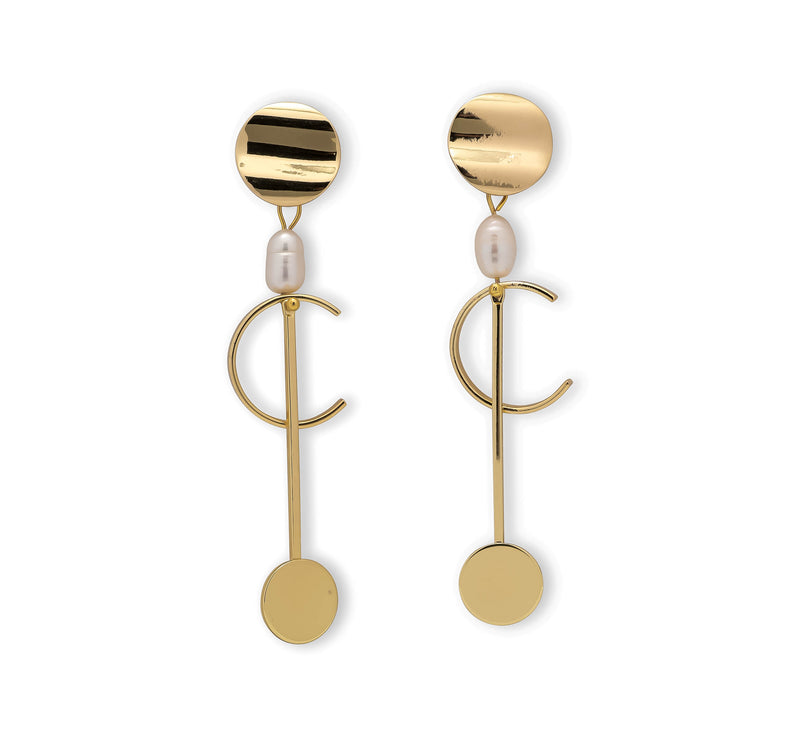 Classy rod earrings with baroque pearl (E-4031)​