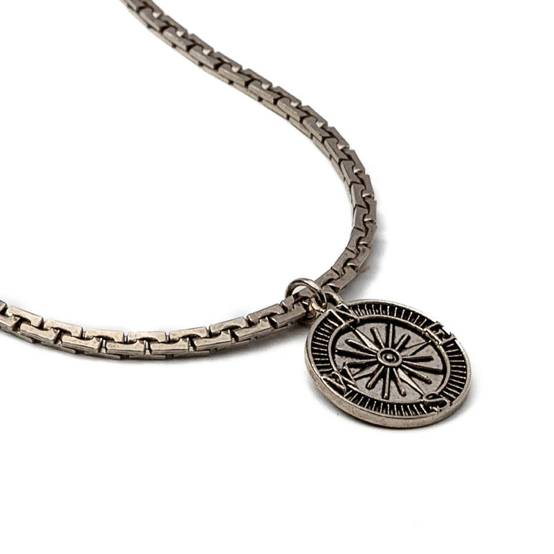 Coin pendant with star of Vergina dangles from silver-plated chain (NC-1075)