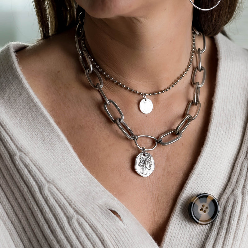 Layered choker necklaces with coins