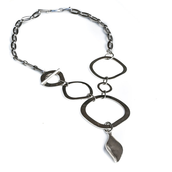 Large Irregular Silver Loop Necklace (NC-1157)