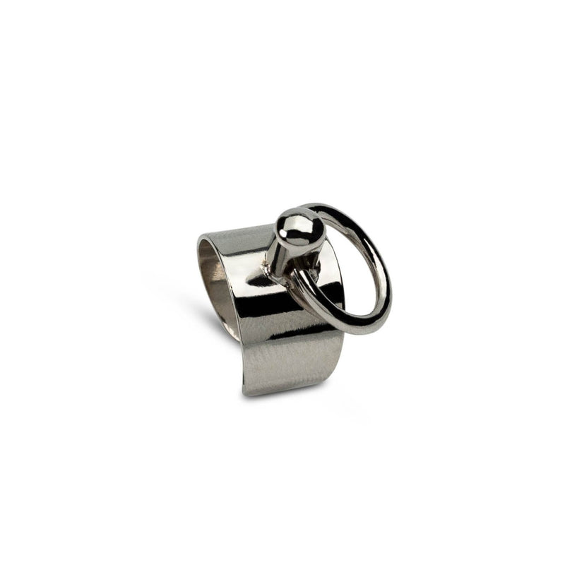 Band ring with dangling circular element (R-2068, R-2069)