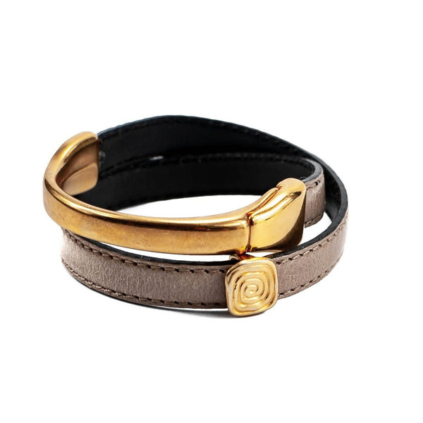 Bracelet half metal half leather (BR-307)