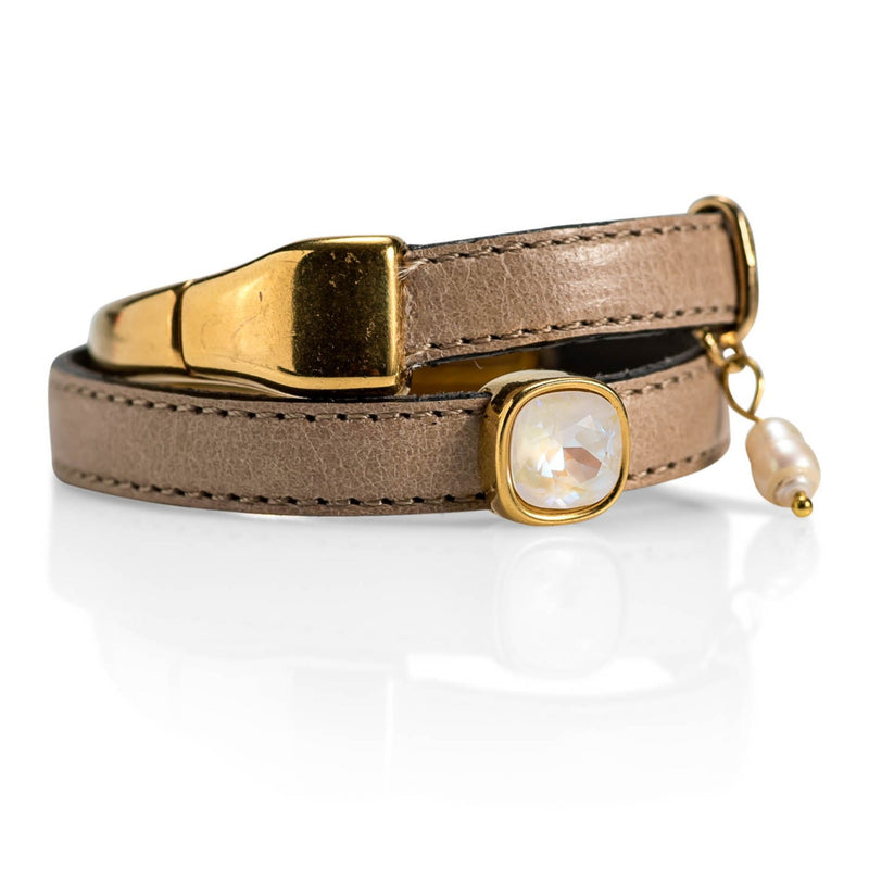 A classy wrap half metal – half leather bracelet (BR-372)