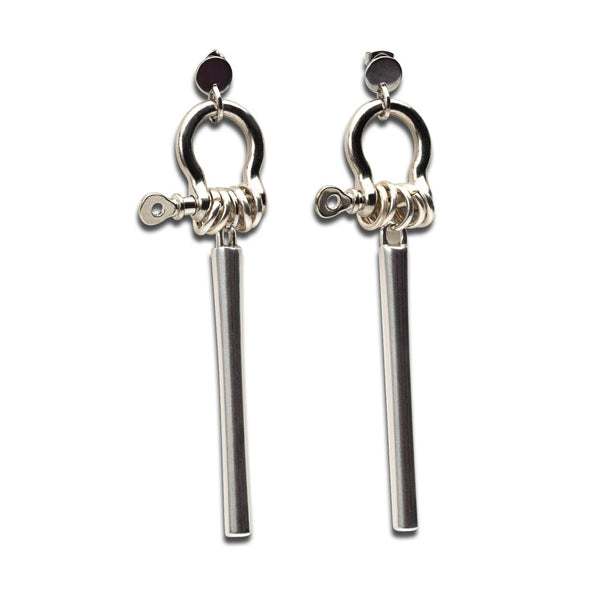 Locket and bar Earrings , Rock style silver earrings (E-4037)