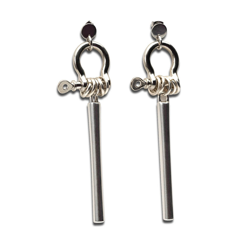 Locket and bar Earrings , Rock style silver earrings (E-4037)