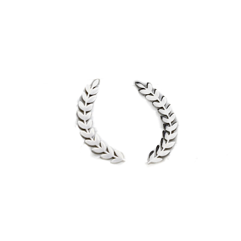 Leaf and pearl earrings (E-4046) and Classy minimalist wheat studs (E-4048)